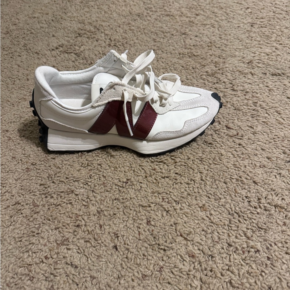 New Balance White and Burgundy Women's Sneakers